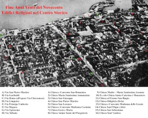 Siti degli edifici religiosi del centro storico alla fine degli anni Venti dello scorso secolo
