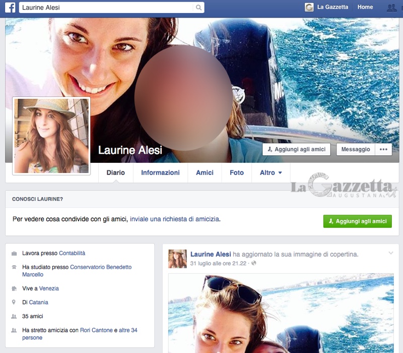 Il profilo falso su facebook con le foto rubate a Jessika Milardo